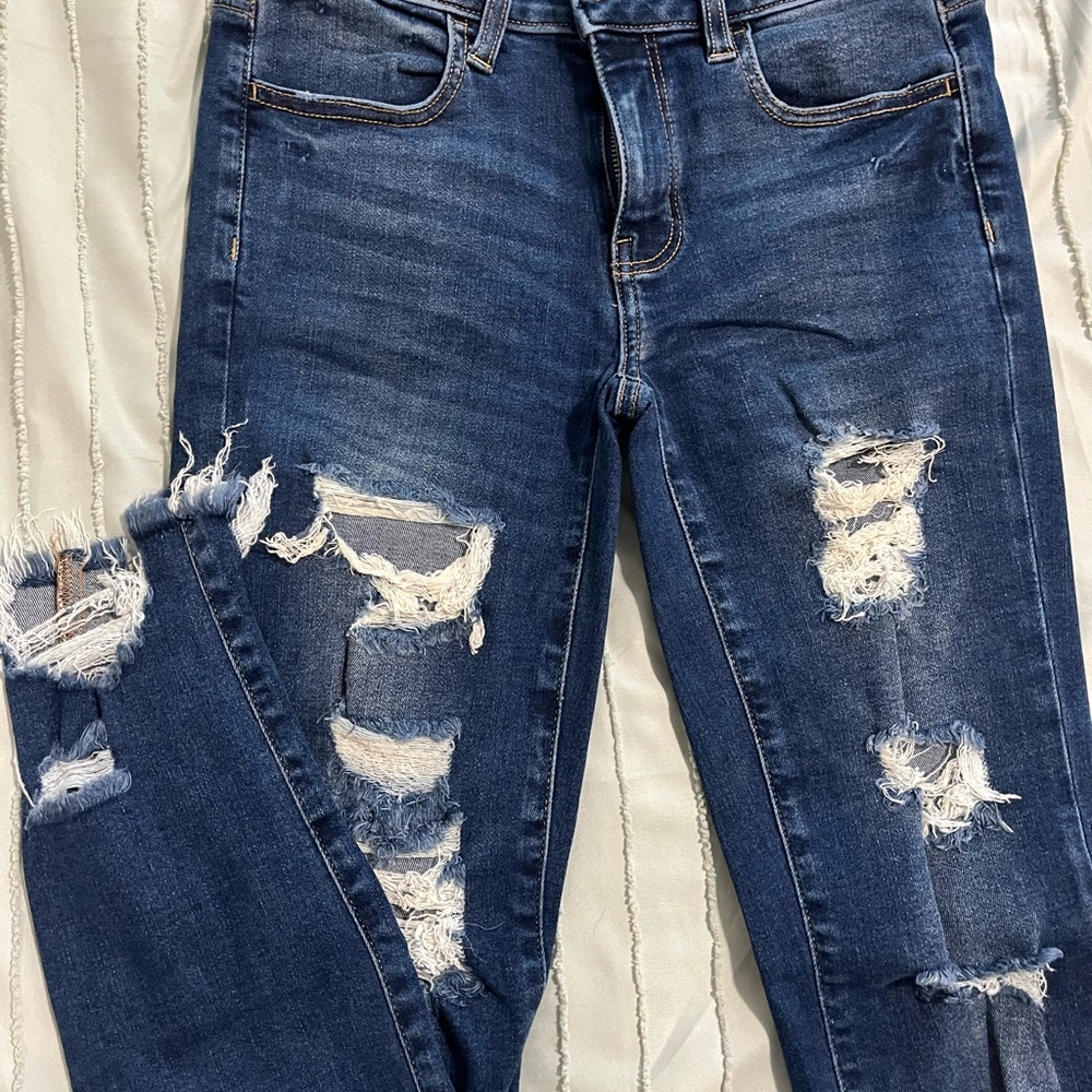 American Eagle Outfitters Dark Blue Distressed Jeans